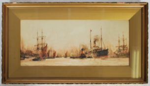 After Charles Edward Dixon (1872-1934) ' Above Greenwich ' A  Framed and glazed print of a