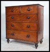 A 19th century mahogany chest of drawers, two short drawers over three long drawers, knob handles