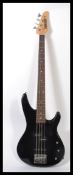 A Yamaha electric Bass guitar RBX-350 model. Black body, with mother of pearl style fret inlays. 4