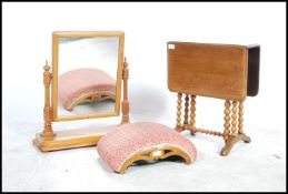 An Edwardian mahogany inlaid drop leaf sutherland table together with a Victorian pine dressing
