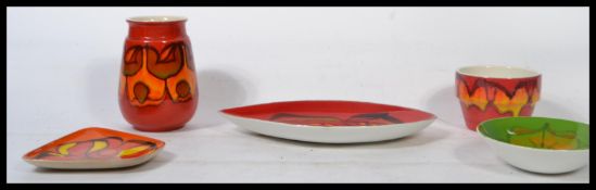 Poole Pottery - A collection of five pieces of vintage retro mid 20th century studio pottery by