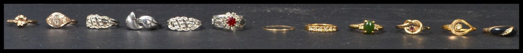 A collection of vintage costume / dress jewellery rings to include , marcasite , yellow metal etc.
