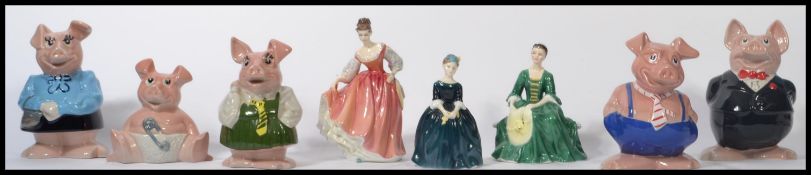 Ceramics; a collection of vintage NatWest Bank piggy bank money boxes, along with 3x small Royal