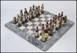 A modern figural chess set, hand painted moulded resin/ lead, modelled as Wellington and The English
