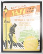 A large framed and glazed Jazz poster for the French 10 EME Festival New orleans featuring vibrant
