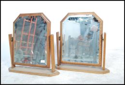 A good quality oak veneer ladies dressing table swing mirror  in the Art Deco style raised on