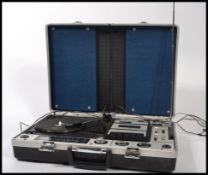 A vintage retro 20th century portable cased record player stereo / radiogram by Prinz. Designed to