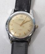 A vintage mid 20th century Phenix Chronostop 17 jewel Swiss made wrist watch having a silvered