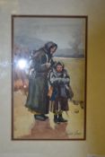 A 20th century Russian framed and glazed watercolour painting of a Russian female peasant and