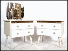 A mid century retro dressing table and chest of drawers combination. Each with original painted