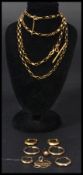 A collection of 9ct gold hallmarked jewellery items to include necklaces, earrings etc Total
