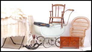 A good collection of assorted large scale doll's items to include - chairs, furniture, wicker