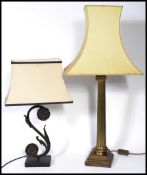 A large antique style brass roman columned table l