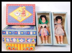 A collection of 4x vintage 1950's boxed dolls teas service sets with various decoration .All