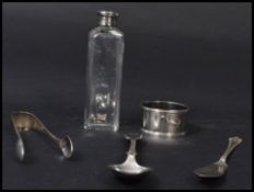 A Victorian silver capped cut glass ladies perfume Phial bottle with inner stopper together with a