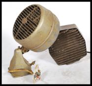 Two vintage retro industrial factory wall mounted electric fan heaters one marked up for GEC