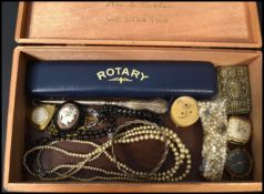 A collection of vintage watches to include bark effect Rotary, gents Timex black face, Oris and