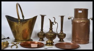 A collection of vintage 20th century brass wares to include candle sticks etc please refer to