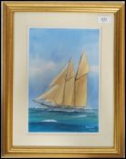 Vincent Neave ( Bristol Savages )  - Watercolour painting of a vintage sailing boat, possibly of