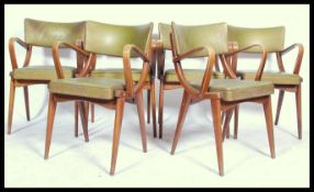 A set of 6 mid 20th century retro Ben Chairs ( benchairs ) raised on angular bentwood frames with