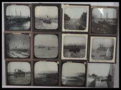 A collection of early 20th century glass plate magic lantern slides all featuring various scenes