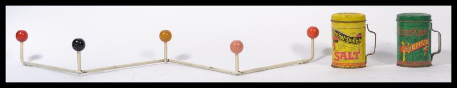 A mid 20th century five point  Atomic / Sputnik angular metal coat hook - rack with multi-coloured