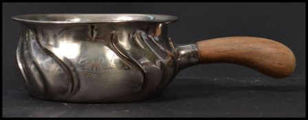 A mid century continental silver 830 marked coffee / chocolate saucepan of small form with ribbed