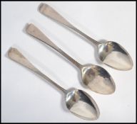 A group of three silver hallmarked Georgian teaspo