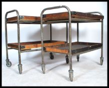 An excellent pair of mid century Industrial tubular metal engineers work trolley's. Each trolley