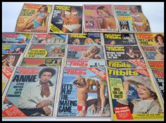 A collection of retro gentleman's Saturday Titbits magazines reading material dating from 1971.