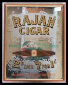 A fabulous original vintage ' Rajah Cigar ' advertising mirror . Etched and gilt glass decoration,