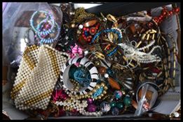 A large box of vintage 20th century and later contemporary costume and dress jewellery to include