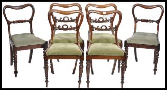 A set of 6 19th century Victorian rosewood balloon back dining chairs ( 4 + 2 near matching ). The