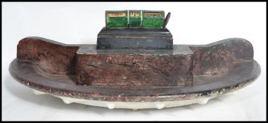 A vintage 20th century large pen tray and desk top