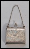 A sterling silver 925 stamped novelty stamp case / pill box in the form of a ladies purse with
