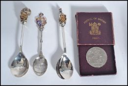 A pair of silver hallmarked and enamel Royal Silve