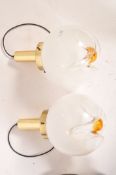 A pair of vintage retro 20th century Mazzega Murano flower pendant ceiling lights. The white bowls