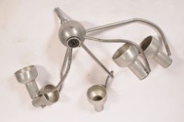 An unusual mid century Sputnik - Atomic spider lamp with multiple pendant lamps on angular goose