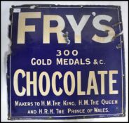 An early 20th century Fry's Chocolate enamel industrial advertising sign with notation for 300