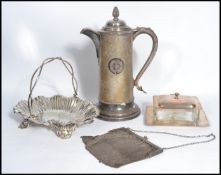 A collection of silver plated items to include a g