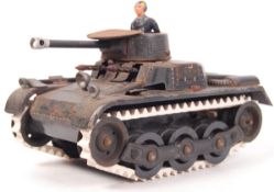 RARE GERMAN WWII ' GAMA TANK ' PANZER TANK CLOCKWORK TINPLATE