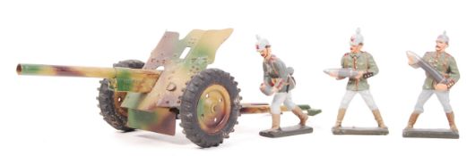 RARE ANTIQUE GERMAN TINPLATE HAUSSER FIELD GUN & LIONEL FIGURES