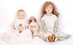 COLLECTION OF ANTIQUE BISQUE HEADED DOLLS