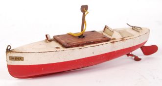 RARE 1930'S SUTCLIFFE MINX CLOCKWORK TINPLATE MODEL BOAT