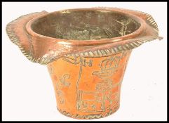 A large copper ice bucket of French origin bearing the coat of arms for Henry IV. The cylindrical