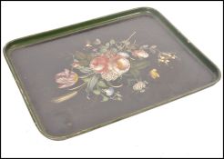 A 19th century Victorian papier mache tray of rectangular form having a raised gallery egde. Large