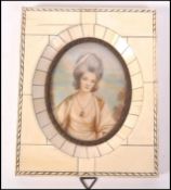 A believed Austrian 18th /  19th century Ivory oval portrait miniature of a ladyin the manner of
