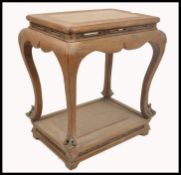 A Chinese Quin Long period elm wood and marble altar table - centre table. Raised on stunning