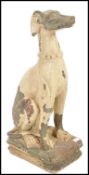 A stunning believed 19th century terracotta garden freestanding statue of a dog. Raised on plinth