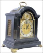 An English ebonised double  fusee movement bracket clock by Jennens & Sons of Great Sutton Street,